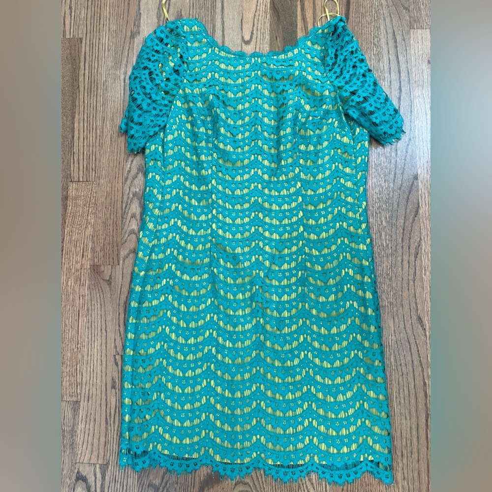 BODEN MINI DRESS (KNEE LENGTH MORE) GREEN LACY SIZE 4